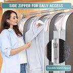 Liuoud 10" Gusseted Garment Bags for Hanging Clothes with Clear Window, 40" | Suit Bags for Closet Storage with Large Metal Zipper, Breathable odorless Hanging Plastic Clothes Cover for Coat Dress Fur - Image 4