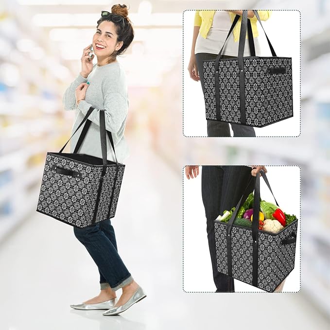 Reusable Grocery Bags 3 Pack, Foldable & Water Resistant Shopping Bags - Image 7