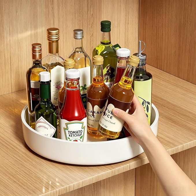 11.8" Lazy Susan Organizer for Cabinet, Turntable Spice Rack with Non-Slip Base & Raised Lip, Pantry Organization and Storage, Kitchen, Fridge, Makeup Vanity, Bathroom Countertop, Under Sink by LumiHom