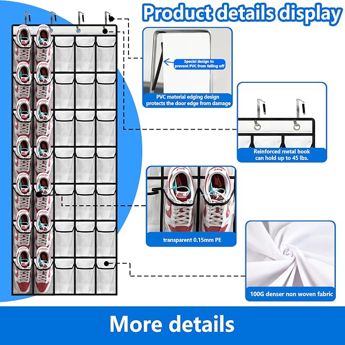 Shoe Rack for Door, Over Door Shoe Organizer for Closet - Image 3