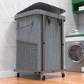 Laundry Hamper with Lid,150L Rolling Laundry Basket with Wheels,Grey by Unlockyourhomestoragelife