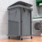 Laundry Hamper with Lid,150L Rolling Laundry Basket with Wheels,Grey by Unlockyourhomestoragelife