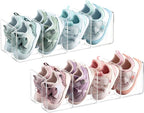 HBlife Widened 3.94 Inch Clear Acrylic Kids Shoe Rack for Closet Organizers and Storage, Small Shoe Rack 4 Sections Toddler Baby Shoe Storage Organizer Shelf, Desk File Book Purse Organizer (2 Pack) by HBlife