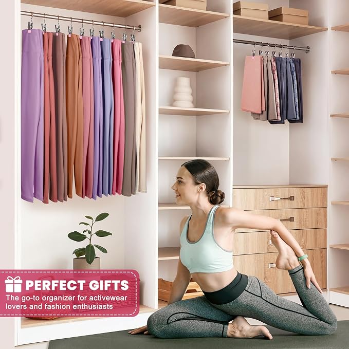 50 Pack Pants Hangers with Clips,Legging & Jean Hangers for Closet Hanging | Space Saving Clip Hangers for Yoga Pants, Jeans, Shorts, Skirts and Hats,Closet Organizers and Storage, Pink - Image 2
