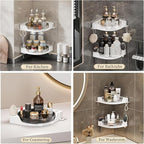 akinbas Corner Shower 2 Tier Caddy Lazy Susan Organizer 360 Rotating Corner Shelf Wall Mounted with No Drilling Shelves for Bathroom Dorm and Kitchen (Black) - Image 7