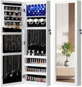 Nicetree 6 LEDs Jewelry Armoire, Hanging Mirror Jewelry Cabinet, White by Nicetree