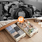 Yecaye 70L Large Under Bed Storage Containers with Wheels, 2 Pack, Beige | Larger Capacity, 360° Rolling Wheels, Clear Window & Label, Sturdy Fabric, Rolling Metal Drawers for Clothes, Shoes, Blankets - Image 7