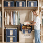 3 Openings Clothes Storage Bins with Metal Frame，24L (navy blue) - Image 5