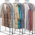 3 Pack 60" All Clear Garment Bags for Hanging Clothes Storage, 10" Gusseted Large Capacity Garment Rack Cover, Large Hanging Clothing Bag for Dress Gowns, Coats, Suit, Down Jacket by JUMBO+FILTER