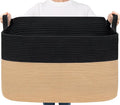 Goodpick 85L Large Woven Rope Blanket Basket, Rectangle, Black & Camel by Goodpick