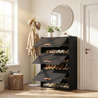 6-Tier Shoe Storage Cabinet with Fabric Cover, Hard Flip Doors, Holds 18–24 Pairs, Enclosed Dustproof Shoe Rack Organizer for Entryway, Closet & Bedroom, Shoe Shelf, Black, 27.8" x 12.0" x 41.9" - Image 2