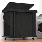 Laundry Basket with Lid,230L Rolling Laundry Hamper with Wheels,Black by Unlockyourhomestoragelife