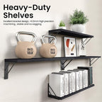 BAYKA Wall Mounted Floating Shelves, Wood, Black, Set of 4, 23in - Image 5