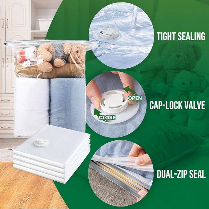 TAILI 6 Pack Vacuum Storage Bags, Jumbo Size (31×40 inch), Cream - Image 4