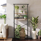 YATINEY 2-Tier Over The Toilet Storage, Multifunctional Vertical Over Toilet Bathroom Organizer, Freestanding Bathroom Storage Shelves with Hooks, Bathroom Organizer, Rustic Brown and Black TR01BR - Image 8