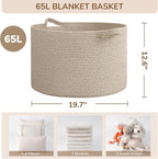 INDRESSME Large Woven Wicker Blanket Basket Living Room, 65L - Image 2