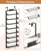 POKIPO 8-Tier Over the Door Pantry Organizer, Large Metal Door Spice Rack with Adjustable Basket, 2 in 1 Wall Mount or Hanging Heavy-Duty Pantry Door Storage Shelf for Kitchen and Bathroom, Black - Image 6
