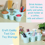 6 Pack Classroom Caddy Organizer with Handle, 6 Compartments, Light Blue - Image 5