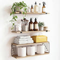 Fixwal 3+1 Tier Bathroom Floating Shelves Over Toilet, Light Brown by Fixwal
