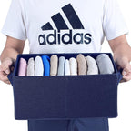 HOONEX Foldable Storage Bins with Lids, Pack of 2, Storage Boxes with 2 Carrying Handles and Heavy Cardboard, 16.5" L x 11.8" W x 7.5" H for Shoes, Clothes, Blue - Image 7