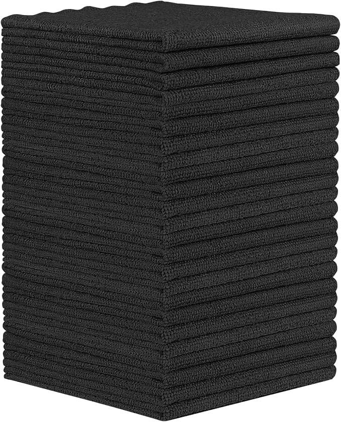 Orighty Microfiber Cleaning Cloth - 24 Pack, Black Cleaning Rags 12x11 inch by AllRightinOrighty