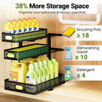 Under Sink Organizer 3 Tier, 4 Pack L-Shaped Pull-Out Cabinet Organizer with Sliding Metal Mesh Drawers, Height Adjustable Under Sink Storage Rack for Kitchen Bathroom Cabinet, Black - Image 6