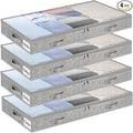 4 Inch Low Profile Under Bed Storage Drawer 4 Pack, Lightweight Underbed Clothes Storage Container Bins With NO STURCTURE, Shallow Storage Bag for Dorm & Home, With Clear Lids & Water-Resistant Fabric by KUKIKAN