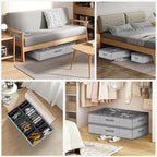 homyfort 32 Pairs Shoe Organizer Under Bed, Underbed Shoe Storage Boxes Bins, Organizador De Zapatos, Extra Large Zapateras Organizer, Grey, Set of 2 - Image 7