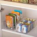 Vtopmart 2 Pack Food Storage Organizer Bins, Clear Plastic Bins for Pantry, Kitchen, Fridge, Cabinet Organization and Storage, 4 Compartment Holder Packets, Snacks, Pouches, Spice Packets - Image 6