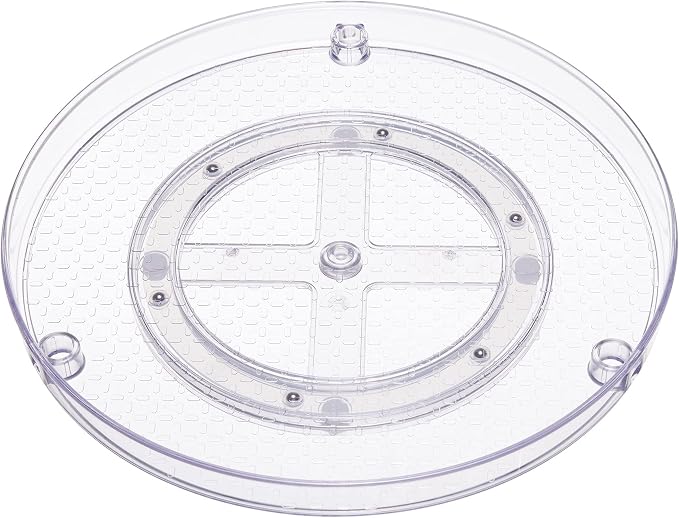 Amazon Basics 2 Tier Lazy Susan Turntable Organizer for Condiments, 12" Diameter, Clear - Image 4