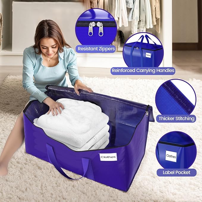 FabSpace Large Moving Storage Bags Heavy-Duty for Clothes, 6 Pack - Image 3