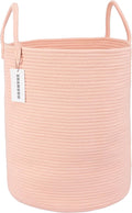 XUANGUO Cotton Rope Laundry Basket Hamper for Clothes, coral pink by XUANGUO