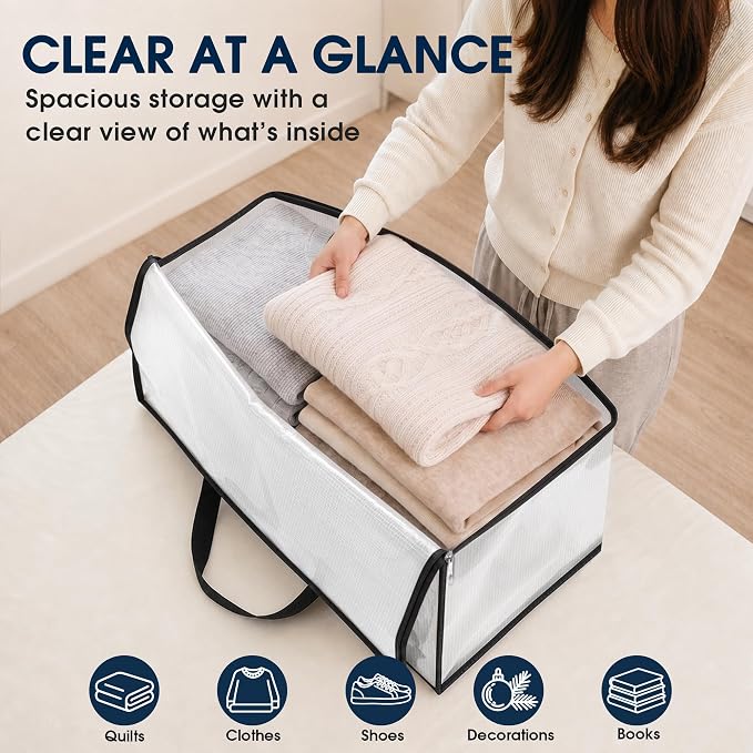 HomeHacks Moving Bags, Heavy Duty Storage Bags for Clothes, 8 Pack 93L - Image 3