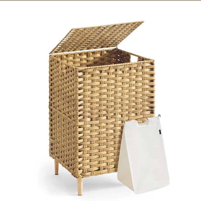 SONGMICS Laundry Hamper with Lid, PE Rattan, 25 Gallons (95 L) by Unknown