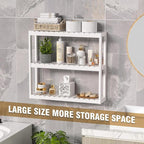 Domax Bathroom Shelves Over Toilet Storage - 3 Tier Wall Mounted Bamboo Bathroom Shelf Organizer Multifunctional Adjustable Layer Free Standing Utility Shelves for Bathroom Living Room Kitchen, White - Image 7