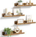 upsimples 4 Pcs 15" Acrylic Shelves for Wall Decor and Display, Rustic Wood by upsimples