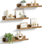 upsimples 4 Pcs 15" Acrylic Shelves for Wall Decor and Display, Rustic Wood by upsimples