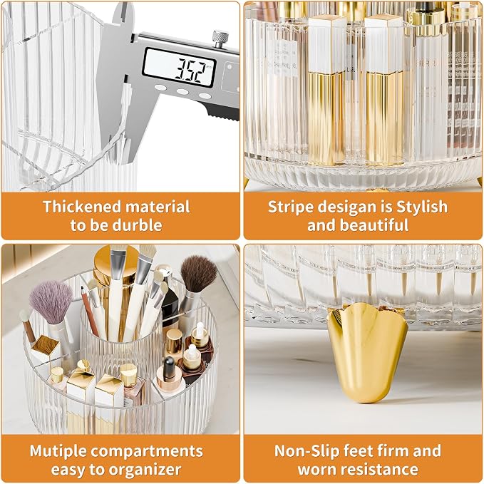 fanado 360° Rotate Makeup Brush Holder Organizer, Makeup Organizers Countertop, Makeup organization and Skincare Storage for Vanity, Desktop, Bathroom (Clear) - Image 5