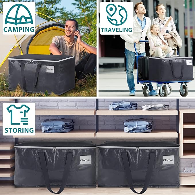 Fabspace Heavy Duty Moving Bags, 125L Collapsible Storage Totes, 6-Pack - Image 6