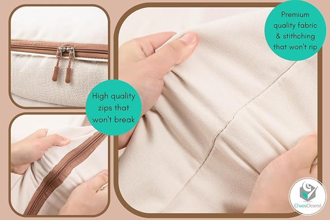 Chaos Cleared Canvas Storage Bags Designer Organizer for Clothing 2 Pack – Clothes Organizers for sweaters, clothing, garment, bedding, quilt, linens, large bag with zip & window, mothproof - Image 6