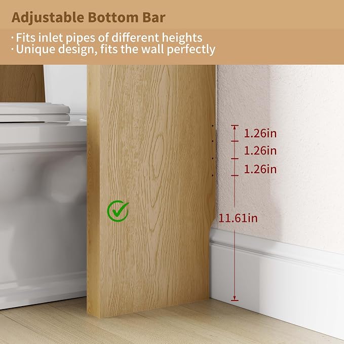 Arched Over the Toilet Storage Cabinet, Tempered Glass Doors, Natural Oak - Image 4