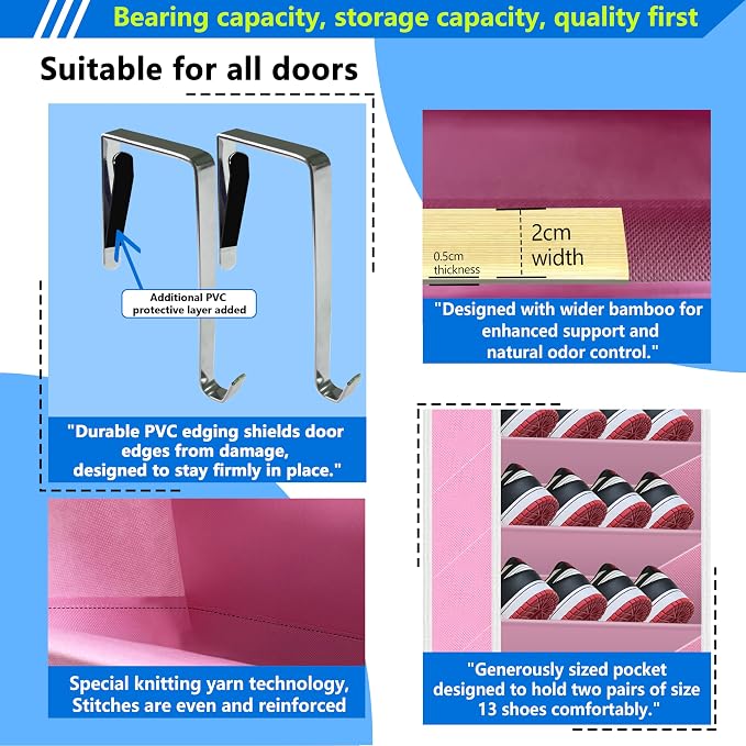 10 Tiers Shoe Organizer for Closet, 20 to 30 Pairs Shoe Rack Door - Image 2