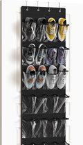Simple Houseware 24 Pockets Clear Over the Door Shoe Organizer, Black | 64" x 19", 4 Durable Metal Hooks, 4.3" x 9.5" Pocket Size, Multipurpose by SimpleHouseware