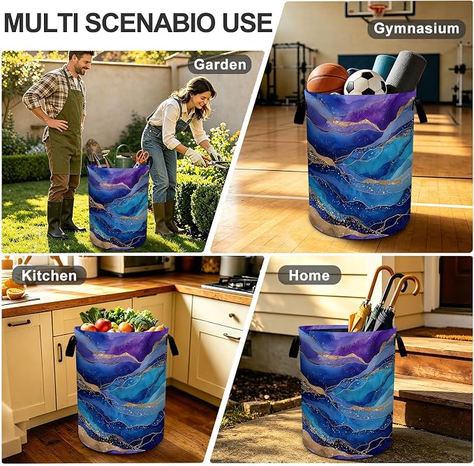 Marble Laundry Basket Foldable Laundry Hamper With Handles Clothes Storage Bucket Organizer Laundry Bag For Bedroom Bathroom Laundry Storage 19.6 x 15.7 - Image 8