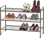 Simple Houseware 3-Tier Stackable Wired Grid Shoe Rack, Bronze - Image 2