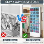 40-Pocket Over the Door Shoe Organizer - Large Mesh Pocket Hanging Shoe Organizer,Behind the Door Shoes Storage Holder Hanger - Image 4