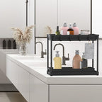 Simple Houseware 2-Tier Standard Under Sink Storage Organizer, Black - Image 4