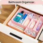 Vtopmart 44 PCS Plastic Drawer Organizers Set, Vanity Organizer Trays, Pink - Image 5