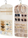 BAGSMART Hanging Jewelry Organizer Claw Clip Necklace Holder Roll for Hair Ties, Headbands, Clips, Earrings, Necklaces, Glasses Double-Sided on Closet, Wall, Door, 1 piece, Large-Light Beige by BAGSMART