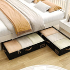 Under Bed Storage, Under Bed Storage Containers Bins for Clothes, Large Linen Underbed Closet Organization Bins, 2 Pack Collapsible Underbed Bin Dorm for Clothes, Sweater, Black - Image 6